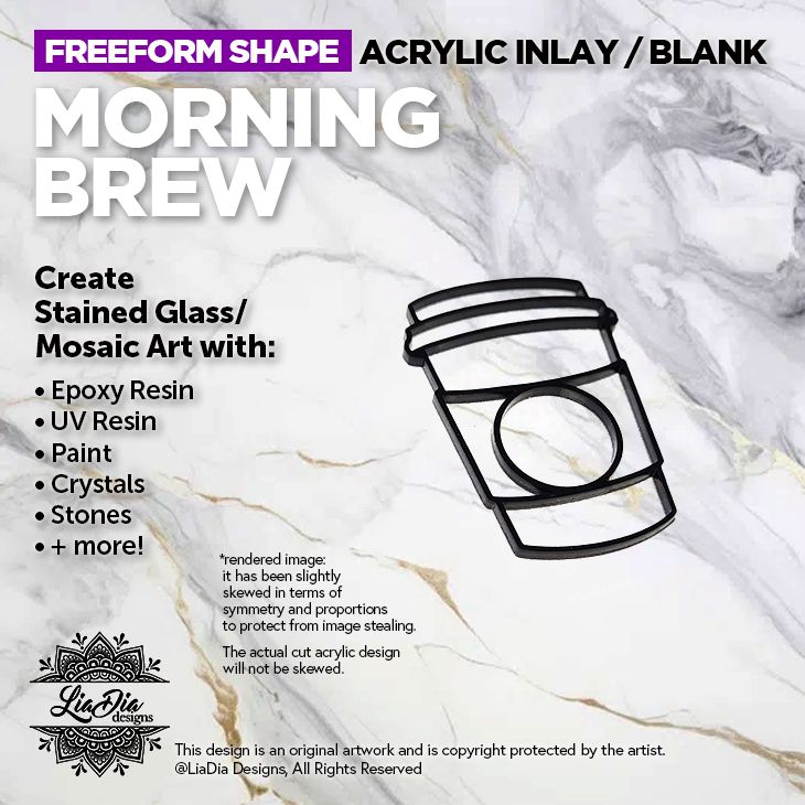 Freeform - Morning Brew - Inlay / Silhouette - 5&quot; Black Acrylic Blank