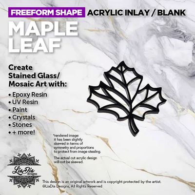 Freeform - Maple Leaf - Inlay / Silhouette - 5&quot; Black Acrylic Blank