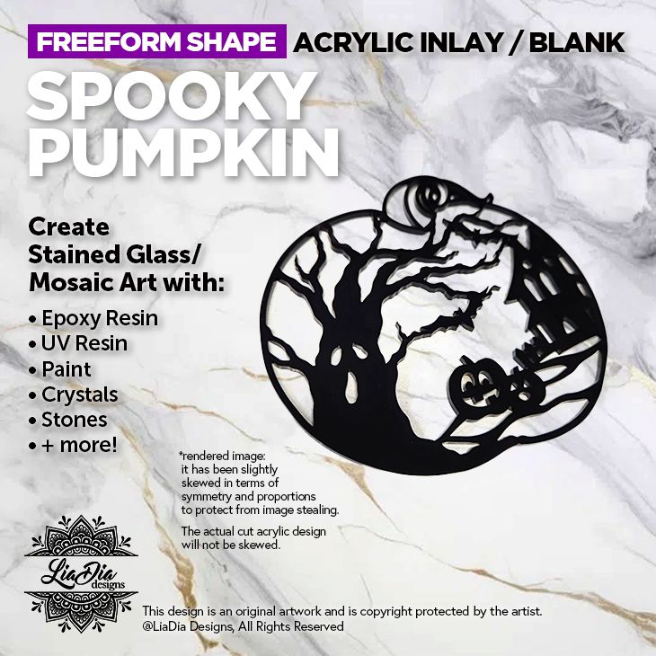 Freeform - Spooky Pumpkin - Inlay / Silhouette - 7&quot; Black Acrylic Blank