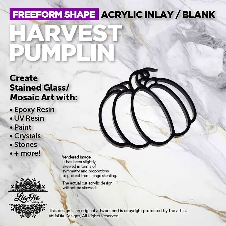 Freeform - Harvest Pumpkin - Inlay / Silhouette - 5&quot; Black Acrylic Blank