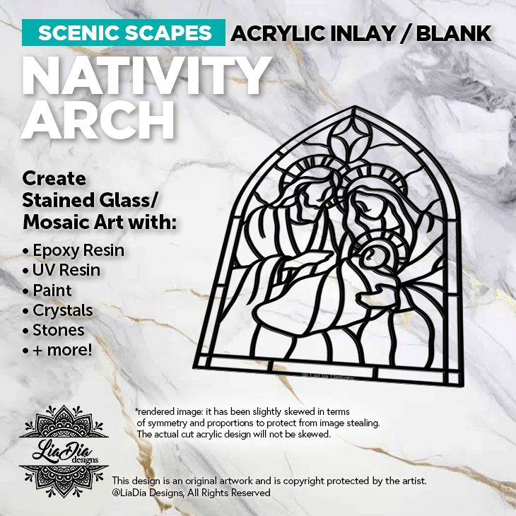 Scenic Scapes - Nativity Arch - Inlay/ Silhouette  - 7&quot; Round Black Acrylic Blank
