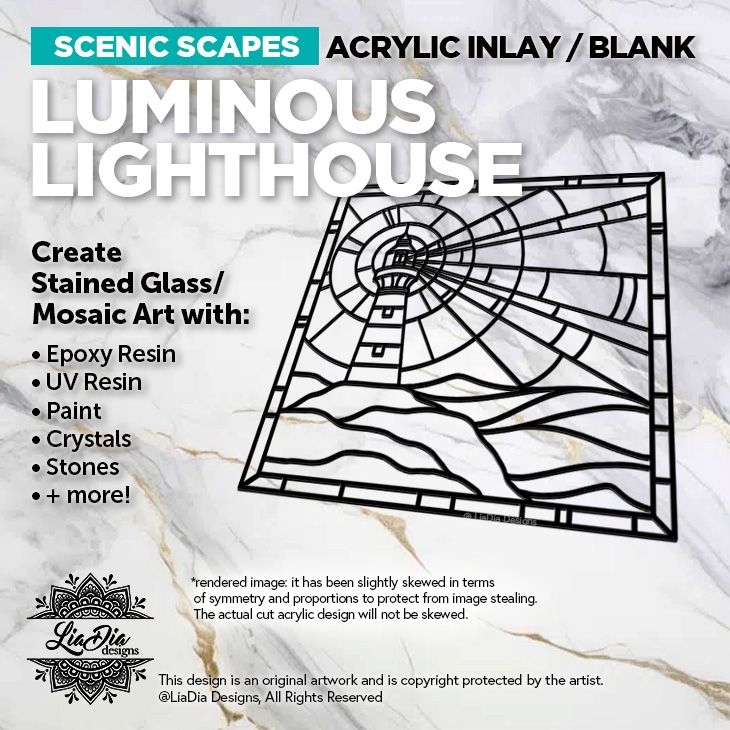 Scenic Scapes - Luminous Lighthouse - Inlay/ Silhouette  - 7&quot; Round Black Acrylic Blank