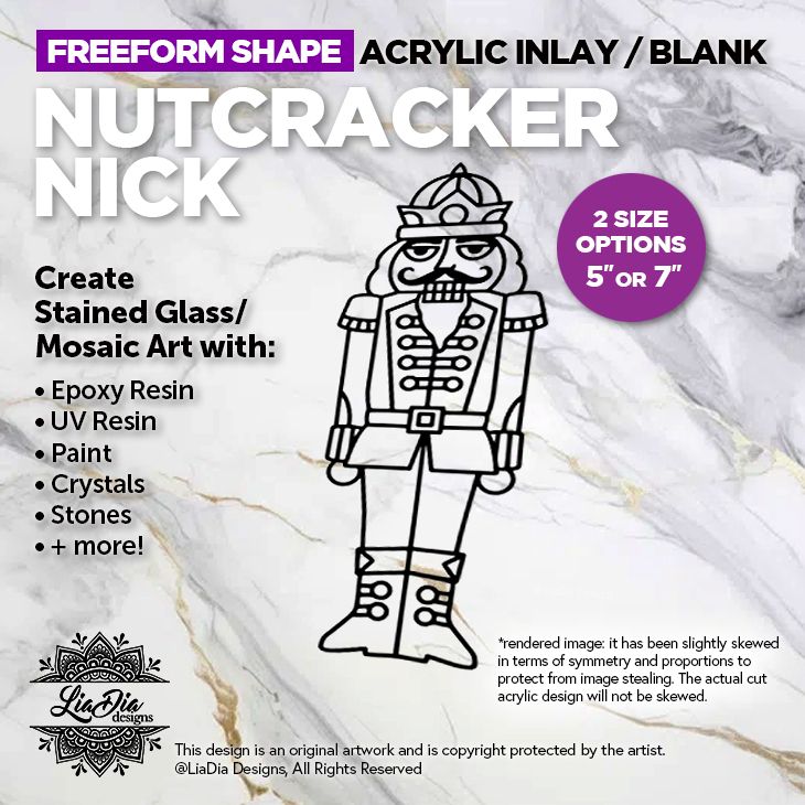 Freeform - Nutcracker Nick - Inlay / Silhouette - 5&quot; or 7&quot; Black Acrylic Blank