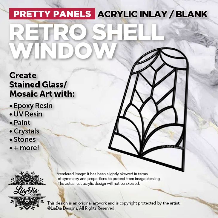 Pretty Panels - Window Retro Shell - Inlay / Silhouette - 7&quot; Freeform Black Acrylic Blank