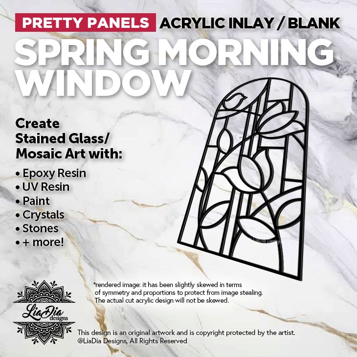 Pretty Panels - Window Spring Morning - Inlay / Silhouette - 7&quot; Freeform Black Acrylic Blank
