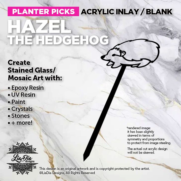 Planter Pick Silhouette - Hazel the Hedgehog - Black Acrylic Blank