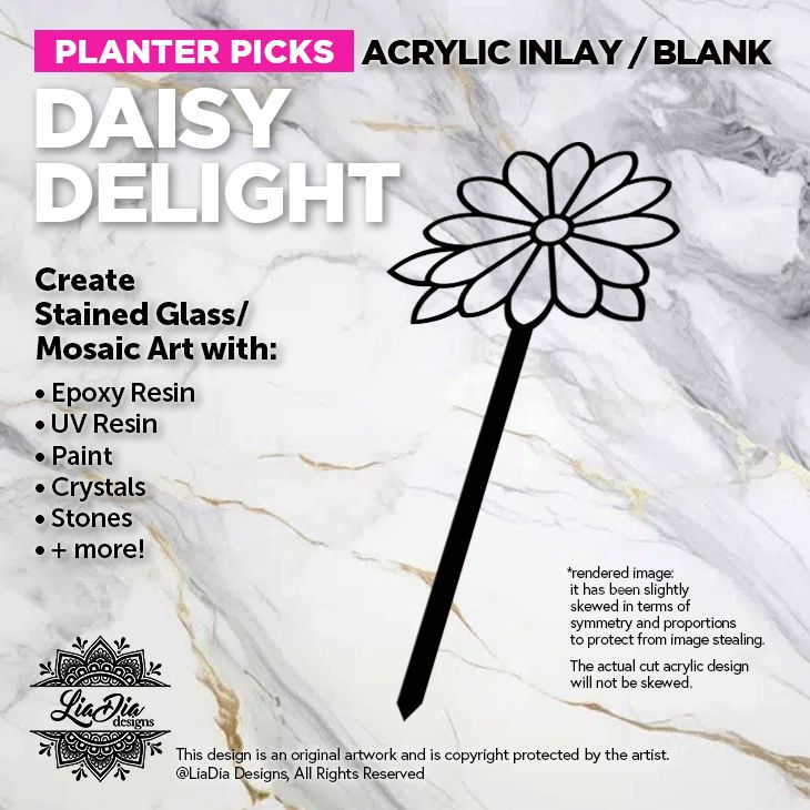 Planter Pick Silhouette - Daisy Delight - Black Acrylic Blank