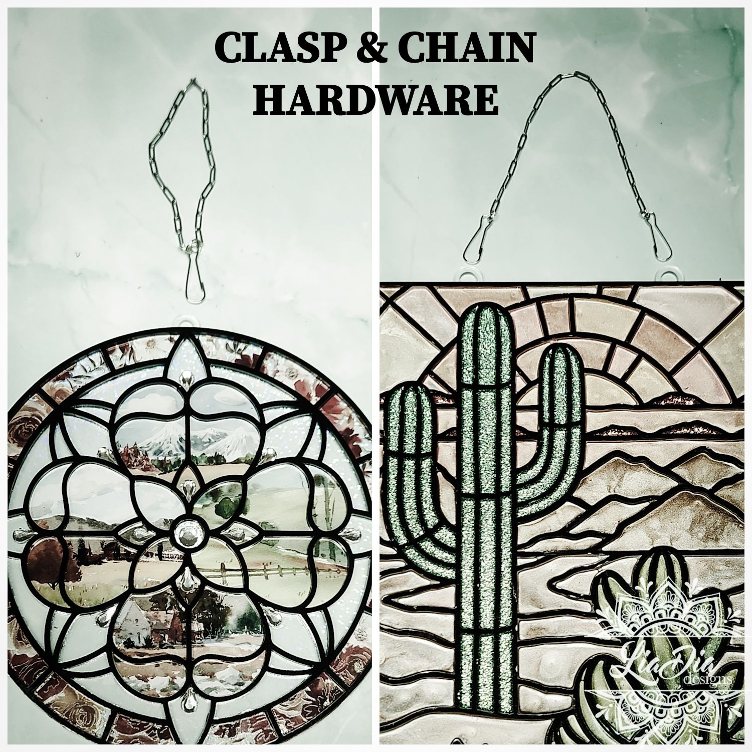 Silver Clasp and Chain Hardware for Acrylic Silhouettes with Clear Backers