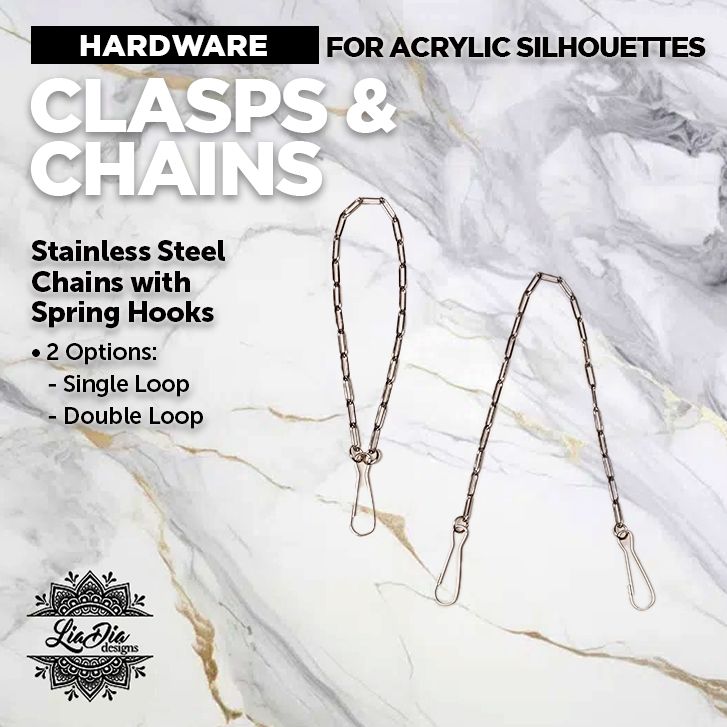 Silver Clasp and Chain Hardware for Acrylic Silhouettes with Clear Backers