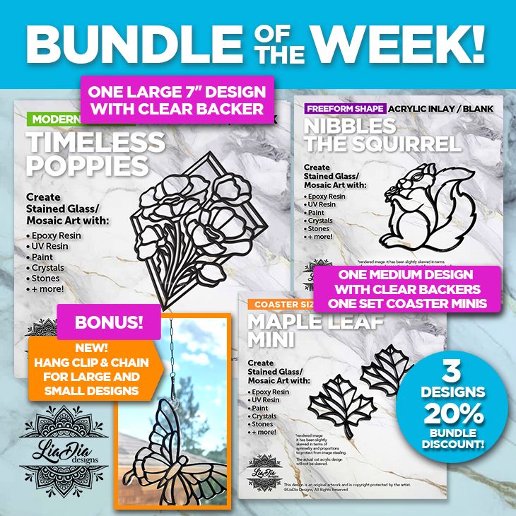 NEW! Silhouette Bundle of the Week! - 3 designs - 20% off! - Black Acrylic with Clear Backers