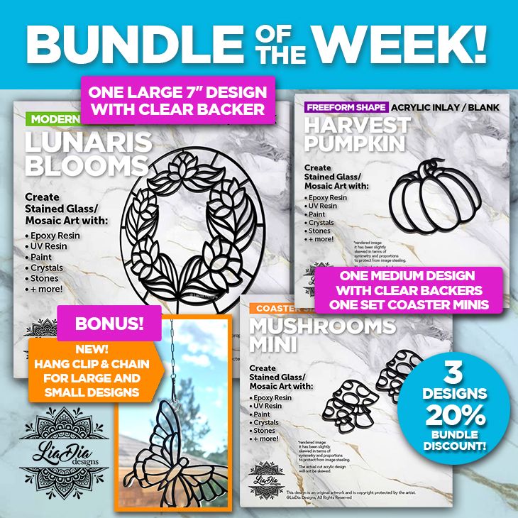 NEW! Silhouette Bundle of the Week! - 3 designs - 20% off! - Black Acrylic with Clear Backers