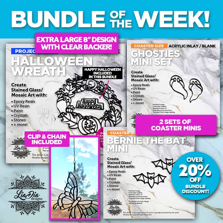 NEW! Silhouette Bundle of the Week! - Halloween Wreath Bundle - Over 20% off! - Black Acrylic with Clear Backers