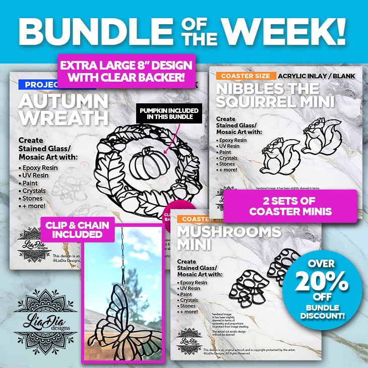 NEW! Silhouette Bundle of the Week! - Autumn Wreath Bundle - Over 20% off! - Black Acrylic with Clear Backers