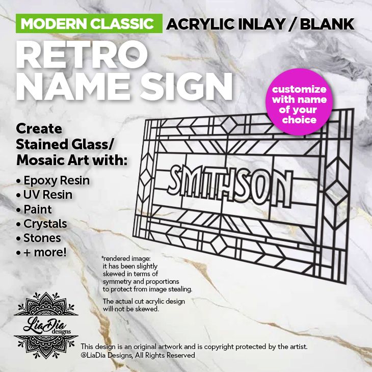 Modern Classic - Name Sign - Retro - Add Paint or Resin - Personalize with Name - 2 Size options