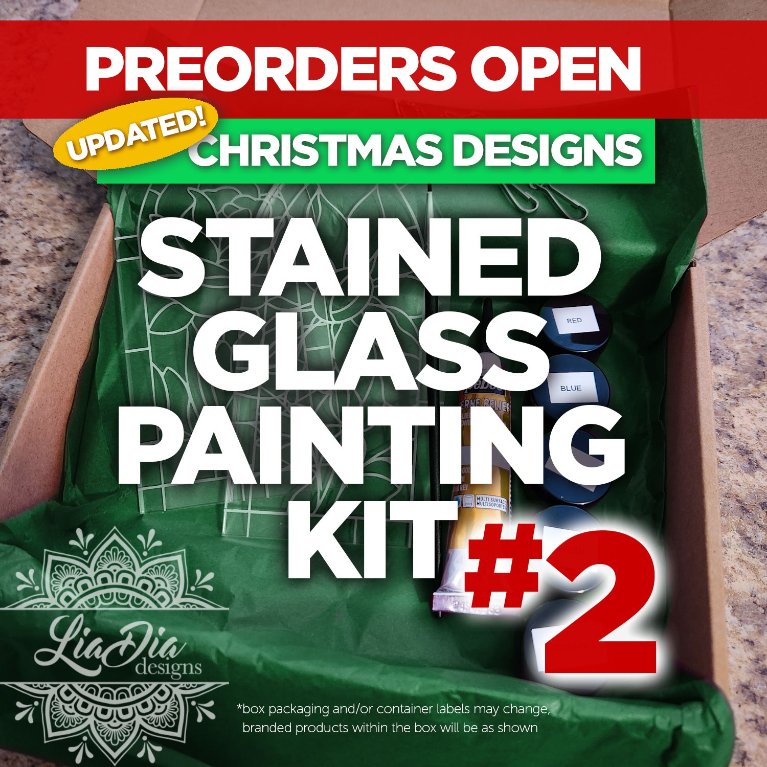 *Updated* Stained Glass Style Suncatcher Painting Kit #2 - Christmas Theme - Candle &amp; Angel
