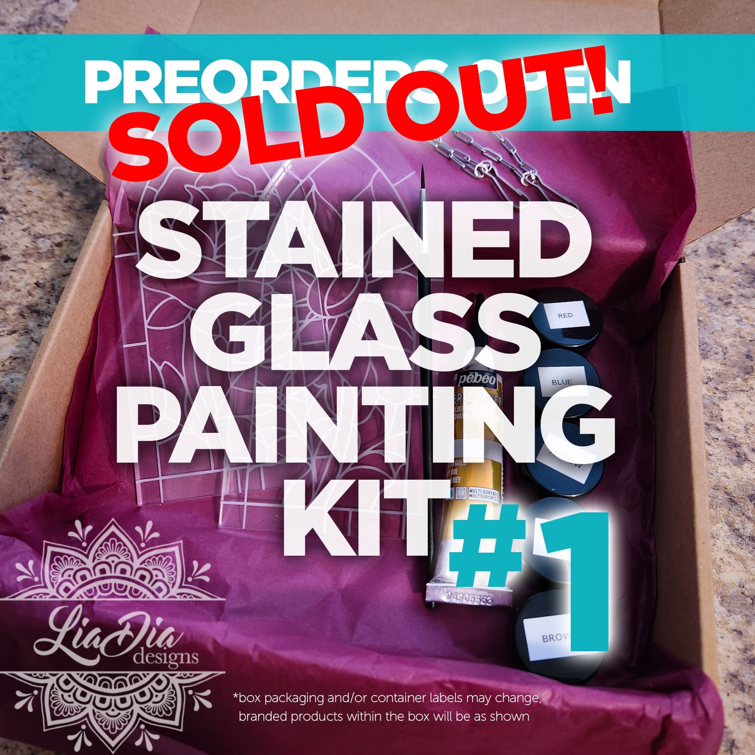 Stained Glass Style Suncatcher Painting Kit #1 - Rose &amp; Sunflower