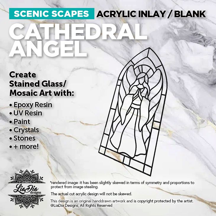 Scenic Scapes - Cathedral Angel - Inlay/ Silhouette  - 6.5&quot;x3&quot; Black Acrylic Blank