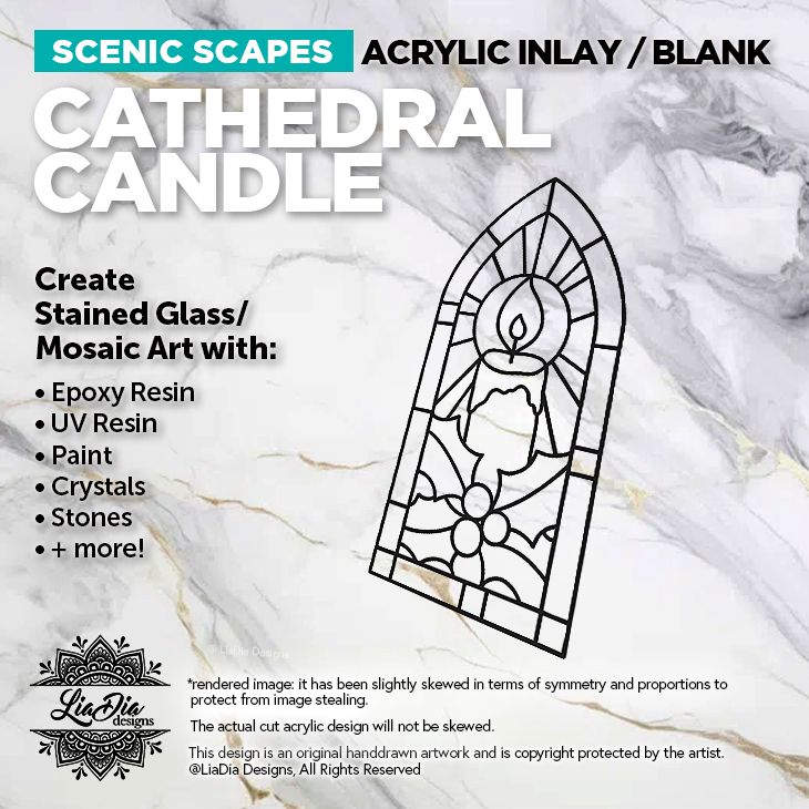 Scenic Scapes - Cathedral Candle - Inlay/ Silhouette  - 6.5&quot;x3&quot; Black Acrylic Blank