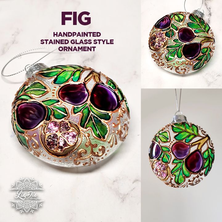 Fig - Handpainted Stained Glass Style Ornament