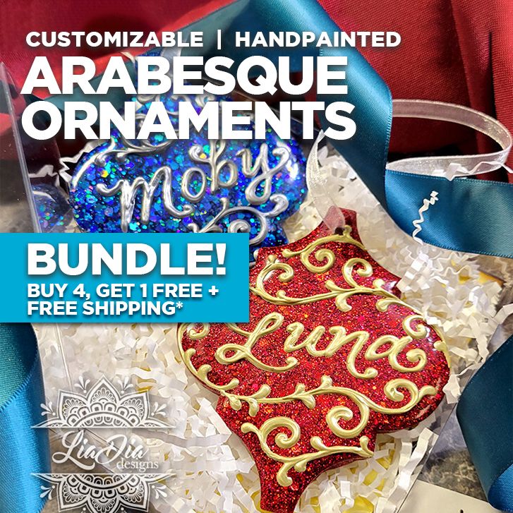 BUNDLE! - 5 Arabesque Ornaments - Handpainted and Personalized | Buy 4 get 1 FREE + Free Shipping*!