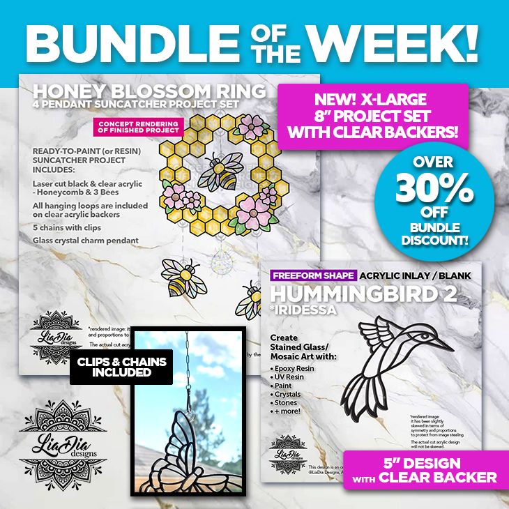 Bundle of the Week! New Honey Blossom Ring - Over 30% off! - Black Acrylic with Clear Backers