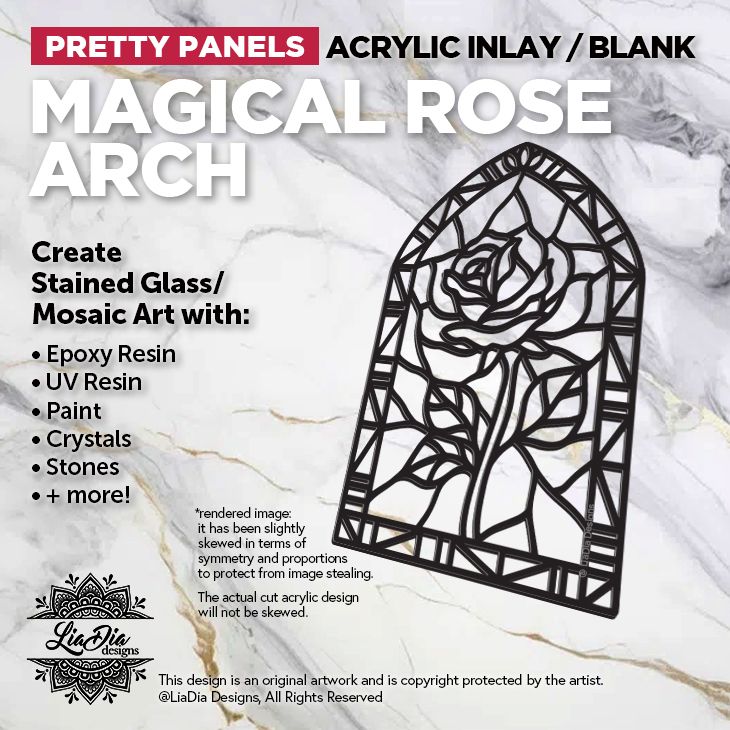 Pretty Panels - Magical Rose Arch - Inlay / Silhouette - 7" Freeform Black Acrylic Blank