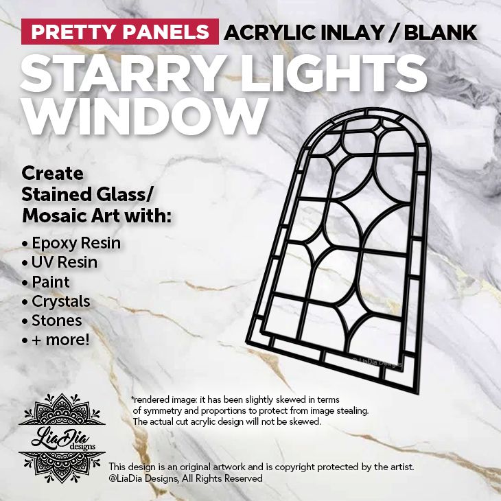 Pretty Panels - Window Starry Lights - Inlay / Silhouette - 7" Freeform Black Acrylic Blank