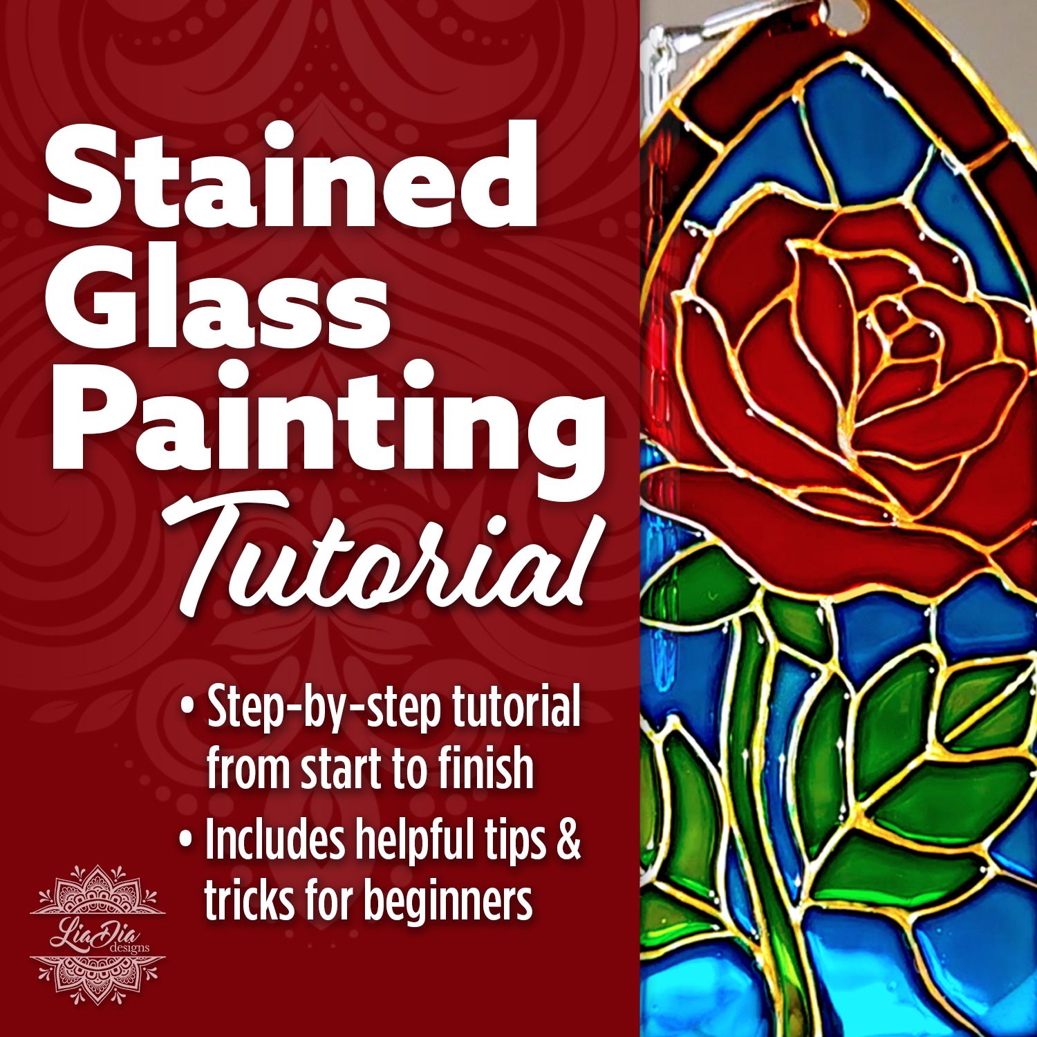 VIDEO TUTORIAL - Digital Download - Stained Glass Style Painting - Detailed Step-by-Step Instructions with Product Info and Tips &amp; Tricks