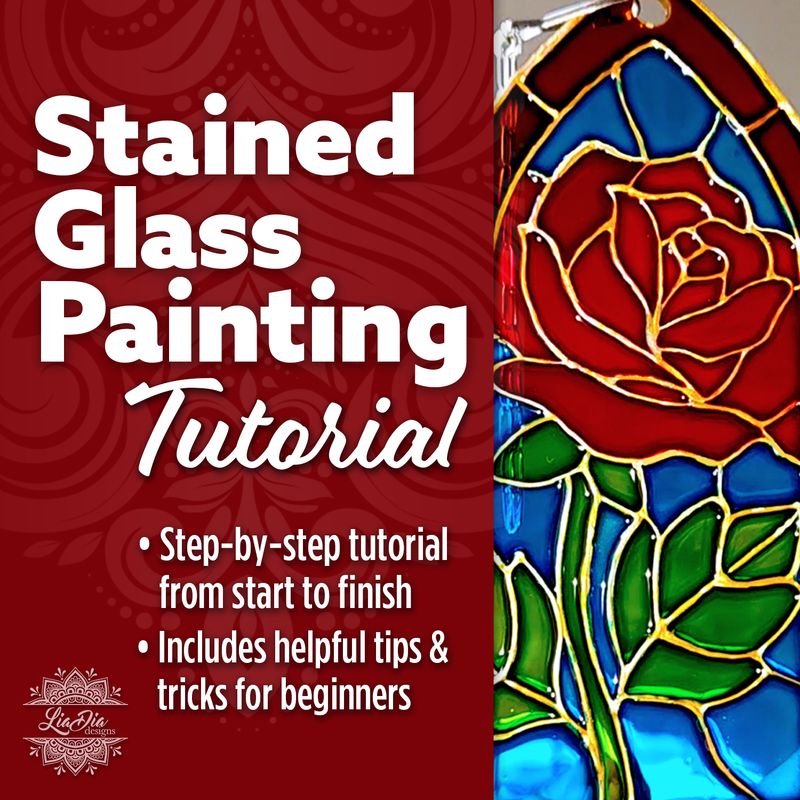 VIDEO TUTORIAL - Digital Download - Stained Glass Style Painting - Detailed Step-by-Step Instructions with Product Info and Tips &amp; Tricks
