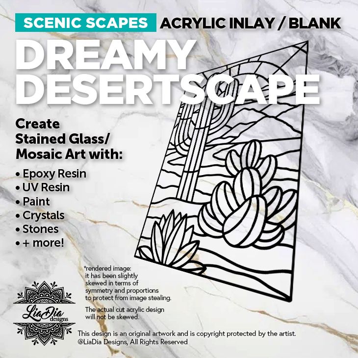 Scenic Scapes - Dreamy Desertscape - Inlay/ Silhouette - 11" Black Acrylic Blank