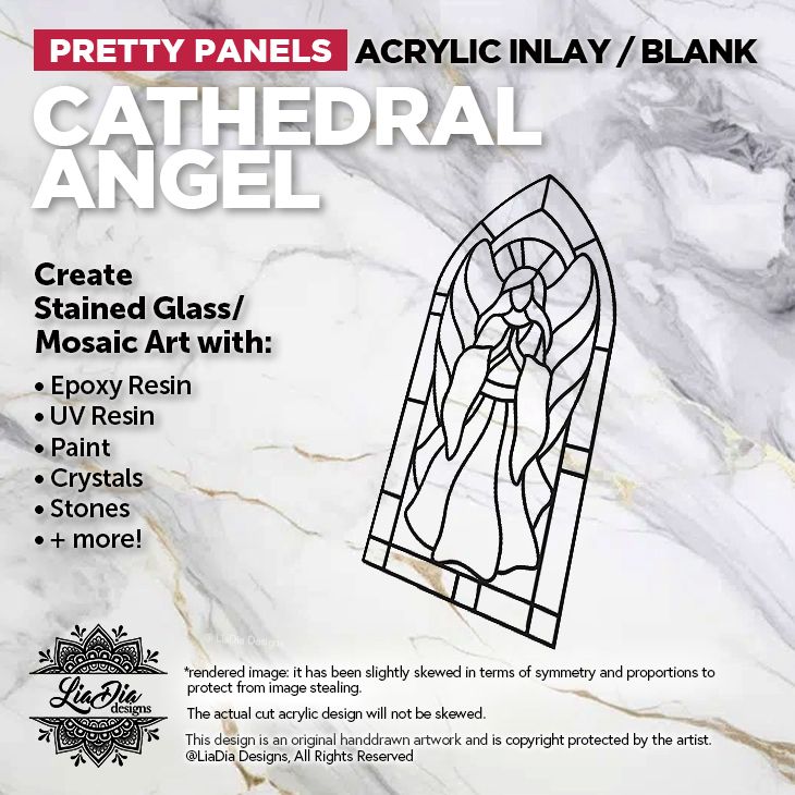 Scenic Scapes - Cathedral Angel - Inlay/ Silhouette  - 6.5"x3" Black Acrylic Blank