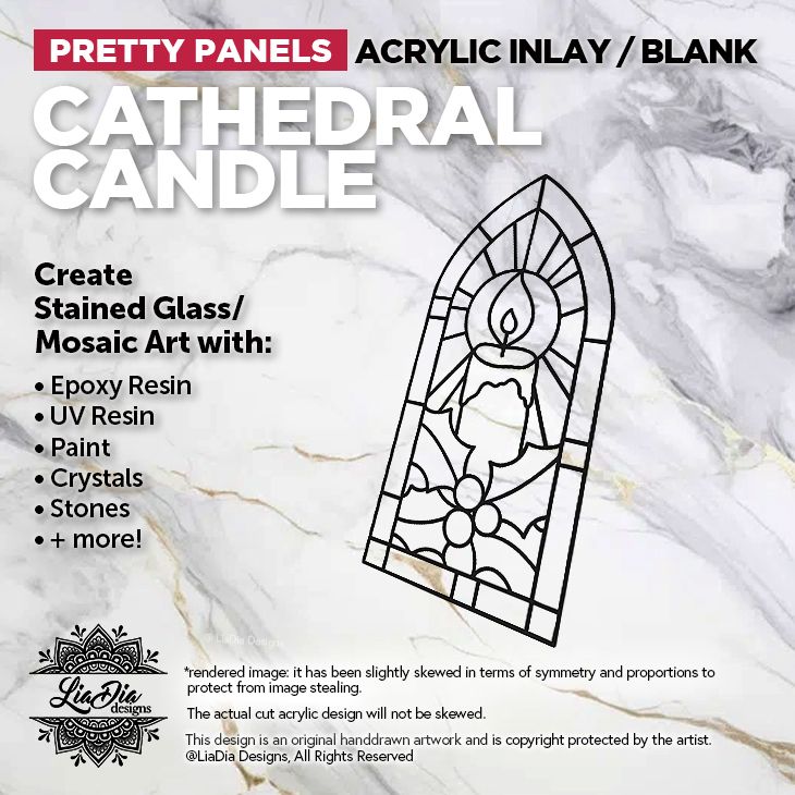 Scenic Scapes - Cathedral Candle - Inlay/ Silhouette  - 6.5"x3" Black Acrylic Blank