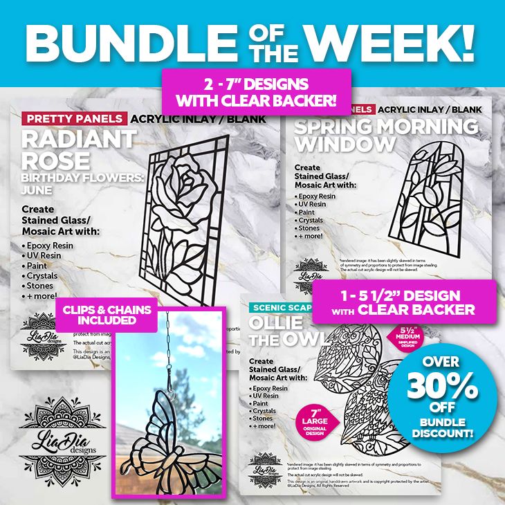 Bundle of the Week! Rose, Spring Morning, Ollie - Over 30% off!  Ready to Paint or Resin - Clear Backers Attached