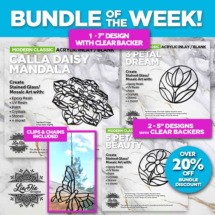 Bundle of the Week! Calla Daisy, 3 Petal, and 5 Petal  - Over 20% off!  Ready to Paint or Resin - Clear Backers Attached