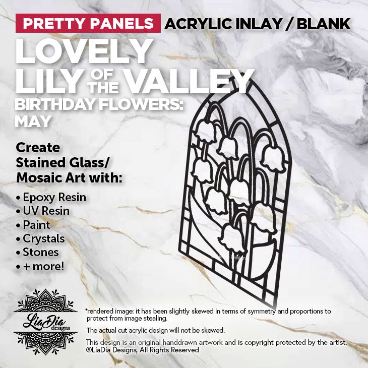Pretty Panels - Lovely Lily of the Valley - 7" Black Acrylic Silhouette for Glass Paints or Resin Art