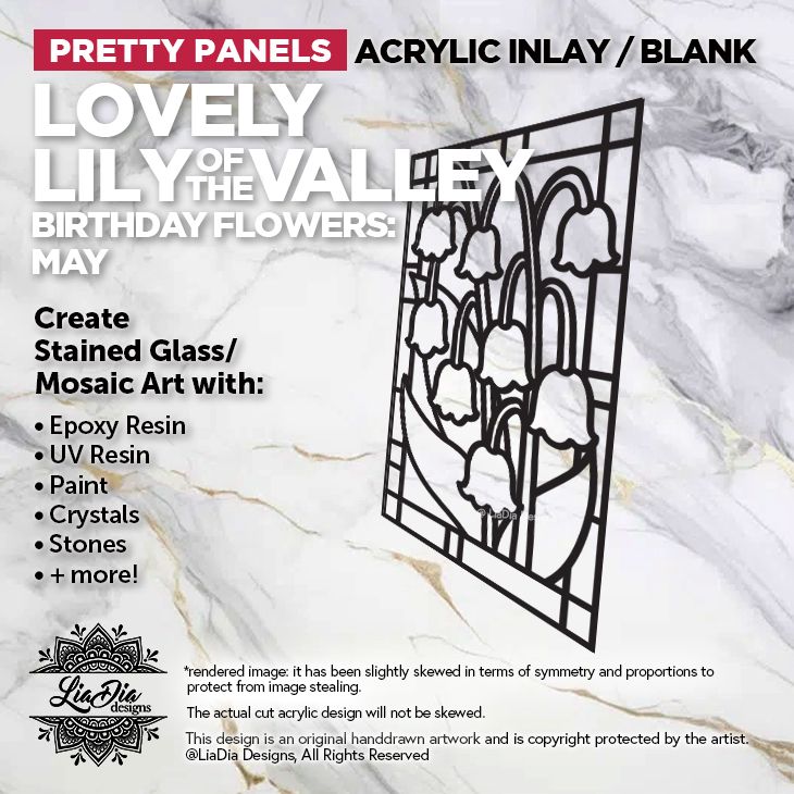 Birthday Flowers - May - Lovely Lily of the Valley - 7" Black Acrylic Silhouette for Glass Paints or Resin Art