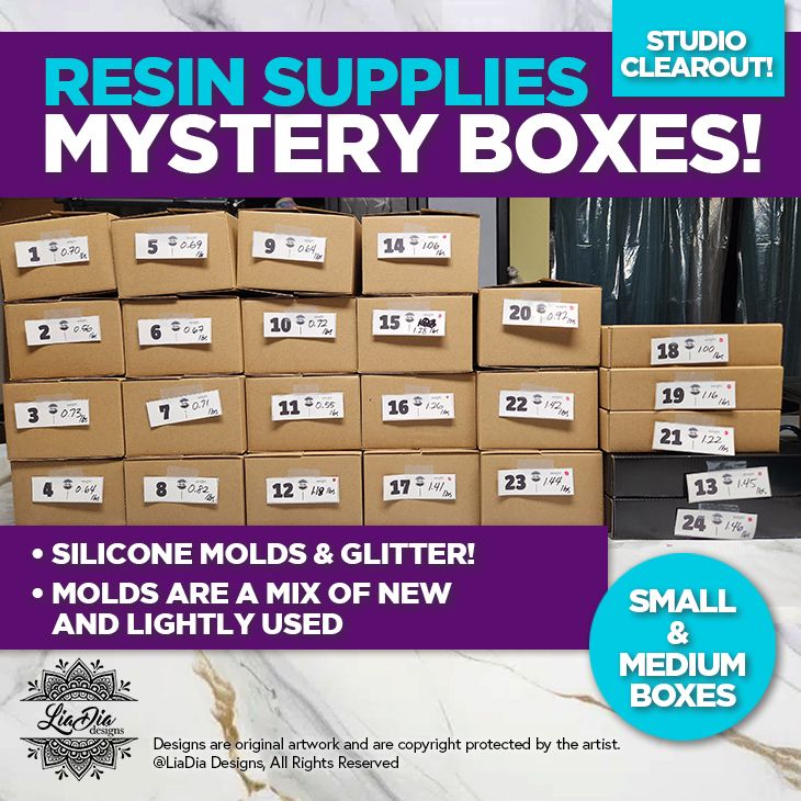 Resin Supplies Mystery Box - Silicone Molds &amp; Glitter - 2 Sizes - Small &amp; Medium - Limited Quantities!
