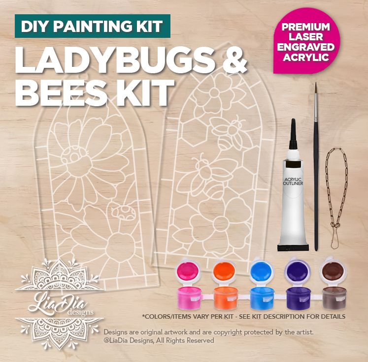 DIY Painting Kit - Ladybugs &amp; Bees - Stained Glass Style Suncatchers