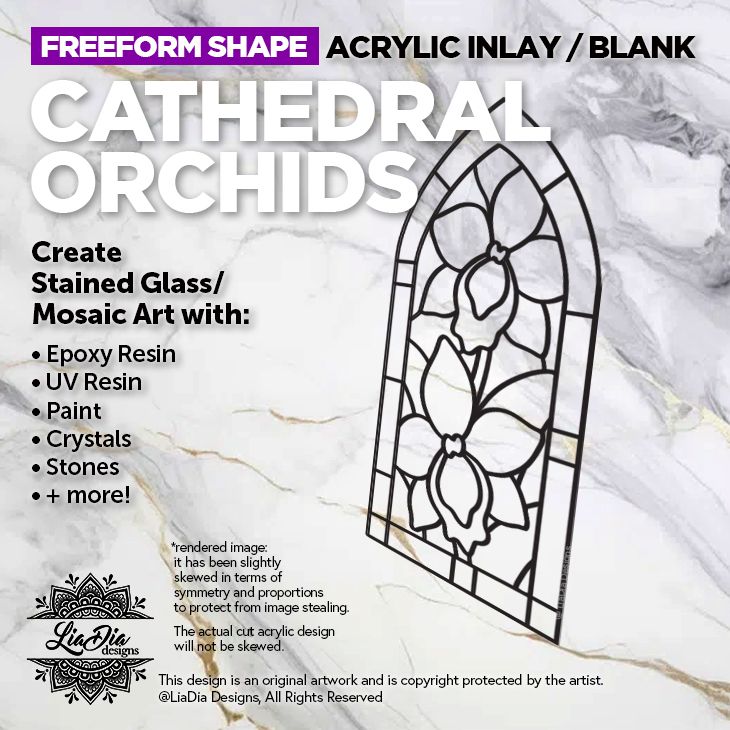 Scenic Scapes - Cathedral Orchids - Inlay/ Silhouette  - 6.5"x3" Black Acrylic Blank