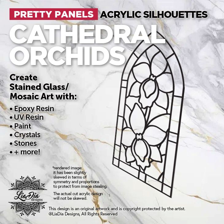 Scenic Scapes - Cathedral Orchids - Inlay/ Silhouette  - 6.5"x3" Black Acrylic Blank