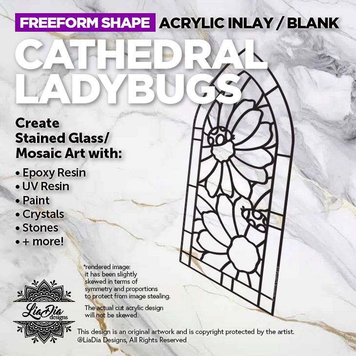 Scenic Scapes - Cathedral Ladybugs - Inlay/ Silhouette  - 6.5"x3" Black Acrylic Blank