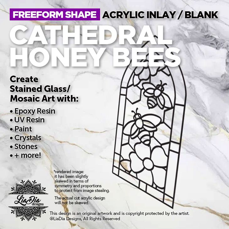 Scenic Scapes - Cathedral Honey Bees - Inlay/ Silhouette  - 6.5"x3" Black Acrylic Blank