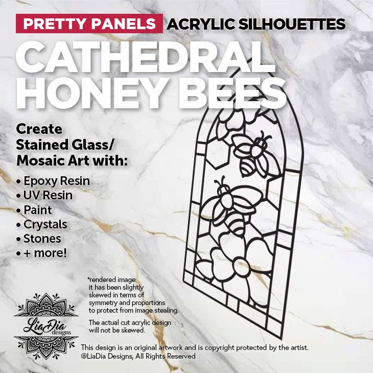 Scenic Scapes - Cathedral Honey Bees - Inlay/ Silhouette  - 6.5"x3" Black Acrylic Blank