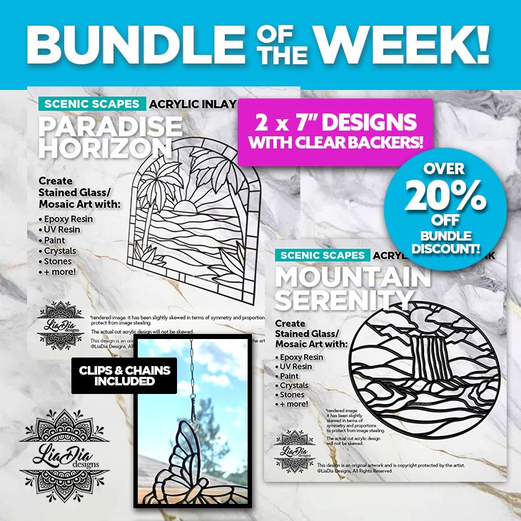 Bundle of the Week! Paradise Horizon and Mountain Serenity - Over 20% off!  Ready to Paint or Resin - Clear Backers Attached