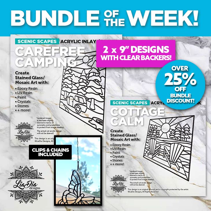 Bundle of the Week! Carefree Camping and Cottage Calm - Over 25% off! Ready to Paint or Resin - Clear Backers Attached