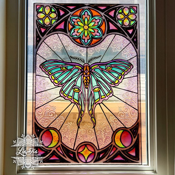 Handpainted Stained Glass  - Spanish Moon Moth