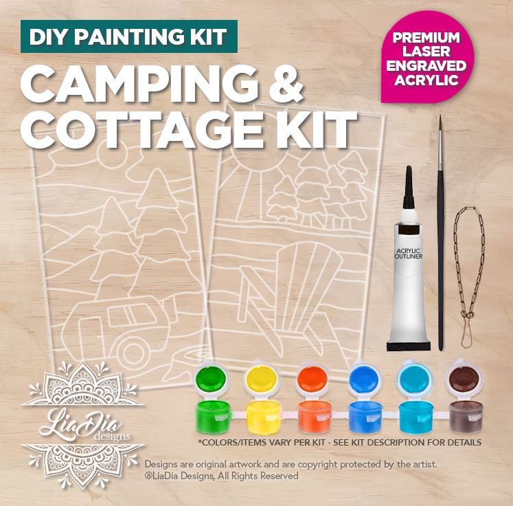 DIY Painting Kit - Camping &amp; Cottage - Stained Glass Style Suncatchers