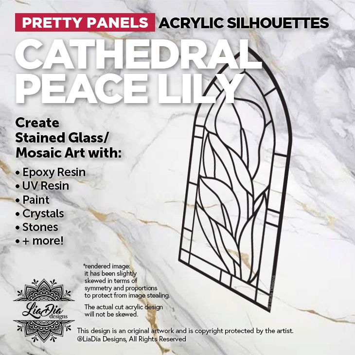 Scenic Scapes - Cathedral Peace Lily - Inlay/ Silhouette  - 6.5"x3" Black Acrylic Blank