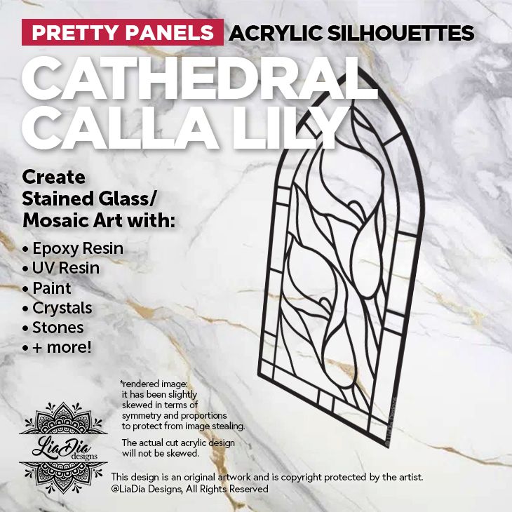 Scenic Scapes - Cathedral Calla Lily - Inlay/ Silhouette  - 6.5"x3" Black Acrylic Blank