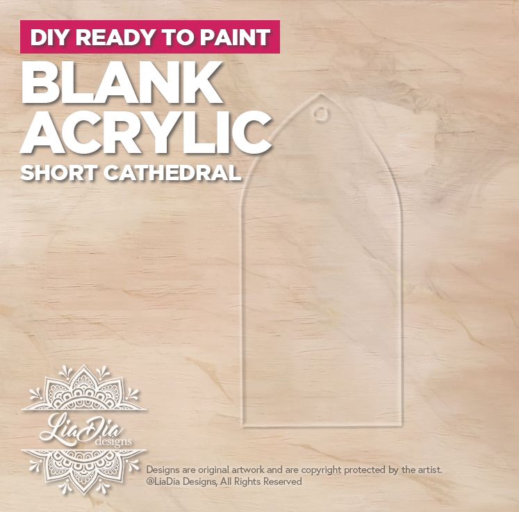 Blank Clear Acrylic - Short Cathedral- Stained Glass Painting Base with hole *Not Engraved. Paint not included